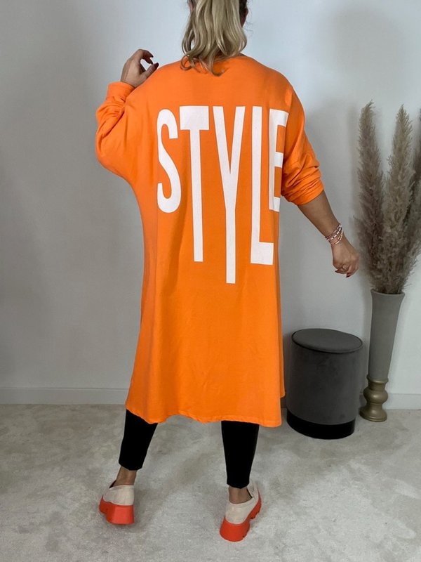 Long-Sweatshirt mit Schriftzug in Orange Artikel 3716