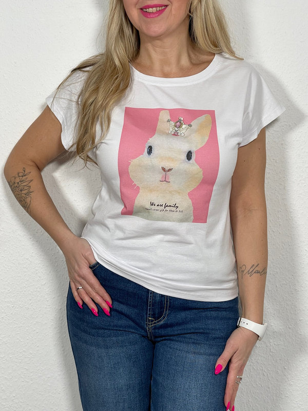 T-Shirt Rabbit in Weiß/Candypink Artikel 3947